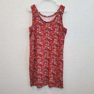 TisSaia Basics Floral Red Sleeveless Pullover Tank Dress Size 46/48